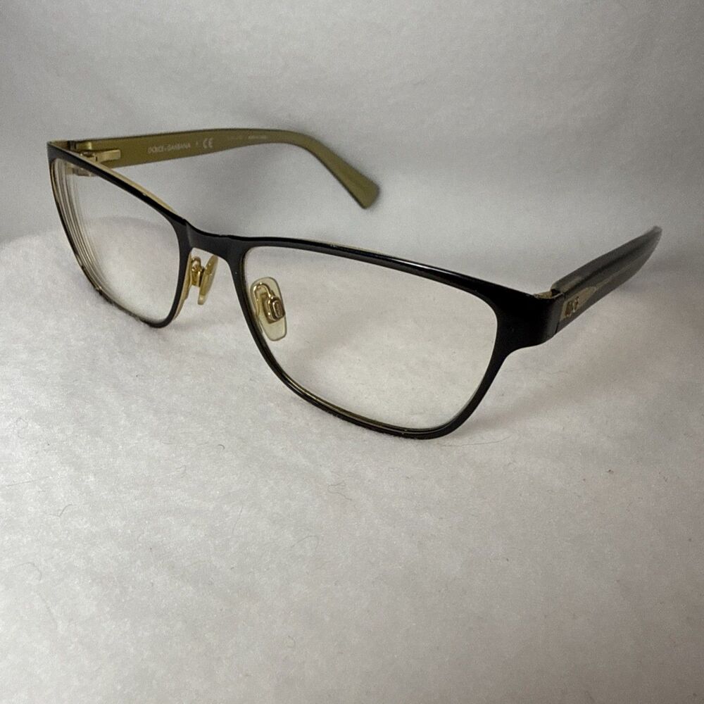 Dolce & Gabbana Eyeglasses DG 1273 1268 Black on Gold Square Frame 53[]16 140